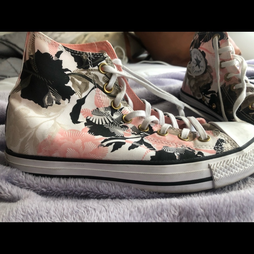 Pink Floral Print Converse